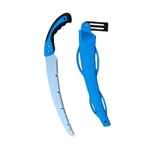 Sharp Stainless Steel Blade 340MM Plastic Handle Bent Pruning Saw for Woodworking Branch Cutting Blue No Rust 3-Year Warranty