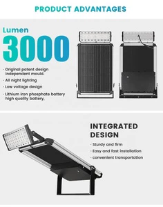 Solar LED Aluminum Waterproof 20W High Efficiency Monocrystalline Panel Outdoor Advertising Billboard Light with 3-Year Warranty