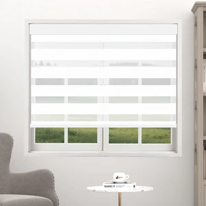 Luxury Fabric Wrapped Top Rail Remote Motorized Plain Built-In Vertical Blinds Day and Night for Office Hotel