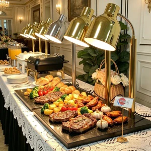 Food Warming Heat Lamp Gold Silver Buffet Heat Lamp Luxury Heat Lamp Food Display Warmer for Catering Restaurant