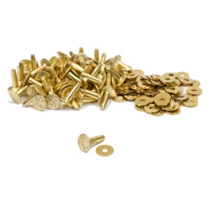 3.4mmx19mm Brass Rivet Flat Head Solid Copper Rivets And Burrs For Leather Belt