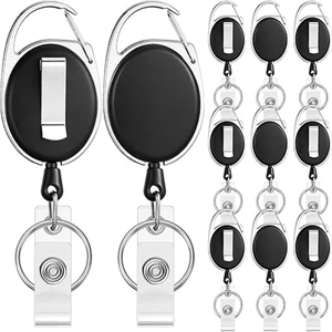 Personalized Heavy Duty Retractable Badge Holder with Carabiner Clip Keyring for ID Badge Custom Logo Office Staff Supply