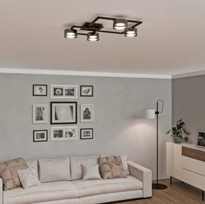 JACKSUN LED Indoor Ceiling Light With 4 GX53 Bulbs Modern Black Loft Chandelier Remote Control 220V AC Dimmable