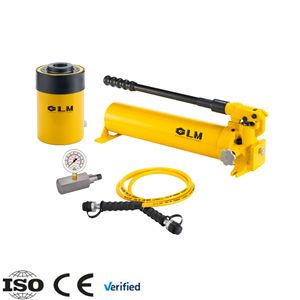 High Precision Hollow Hydraulic Lifting Tool with Hand Pump 100T Single Acting Hollow Hydraulic Cylinder and Hand Pump Set