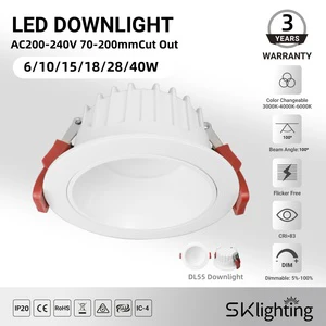 Led Downlight AC220V 3cct Ceiling Lights SMD Deep Anti-Blen Recessed Spot Downlight 6W 40W Recessed spotlight home hotel lamp
