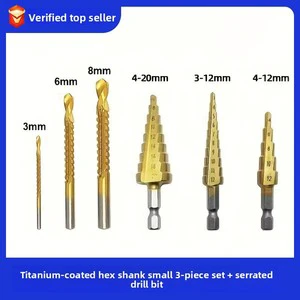 Manufacturers Titanium-Coated Hex-Shank Step Drill Set For Wood Drilling Featuring 3-Piece Bearing Steel Stepped Drill Bit