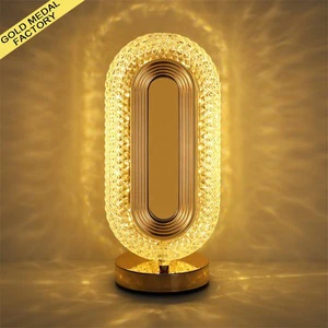 USB Charging Crystal Acrylic Desk Lamp Dimming Touch Bedroom Bedside Desk Bedroom Living Room Decoration Crystal Oval Desk Lamp
