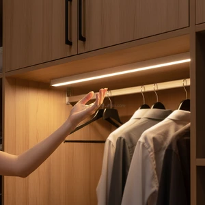 Ultra Thin LED Modern Rechargeable Smart Motion Sensor Cabinet Light for Wine Cabinet Closet 5V Dimmable Silver 3000K-5000K