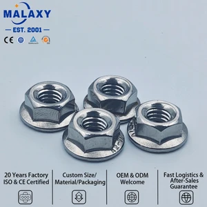 Malaxy High-Durability Galvanized Carbon Steel DIN6923 Hex Flange Nuts