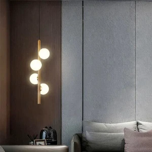 Nordic Creative Gold Iron Glass LED Bedside Chandelier for Bedroom Restaurant Hotel Decoration