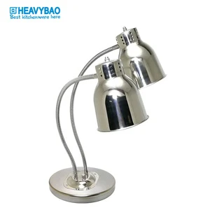Heavybao Electric Double Heating Food Light Lamp 2 Bulbs with Warmth Preservation Stainless Steel Material for Hotel Buffet