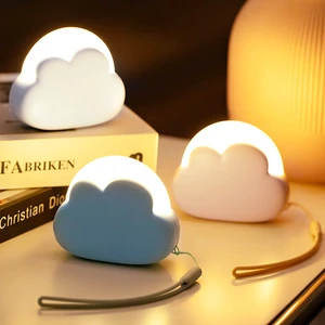 Cute Cloud Shape Portable 1200 Mah USB Type C Rechargeable Night Light Lamp Battery Bedside Table Lamp Hanging String for Home