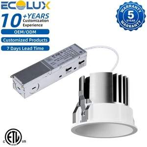 Ecolux Customized ETL Listed Dimmable LED Downlight 7W 12W 5CCT Anti-Glare Aluminum Downlight Project Recessed Led Spotlight