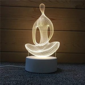 3D Yoga Guitar Night Light Creative DIY Desk Lamp Perfect Gift for Music Studio Yoga Class Opening Acrylic Night Lamp
