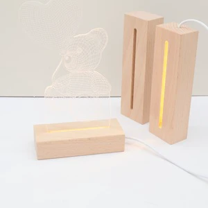 Wholesale Modern 3D LED Night Light DIY Acrylic Lamp with Wooden Base USB Power Source Perfect Home Gift