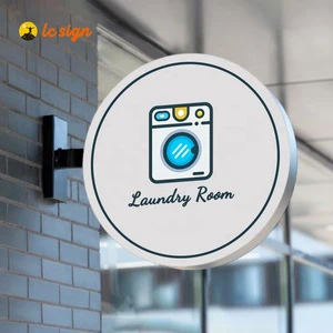 Shopping Street Outdoor Advertising Light Boxes Custom Wall Side Hanging Circle Mounted Signboard Two Sides Led Light Box