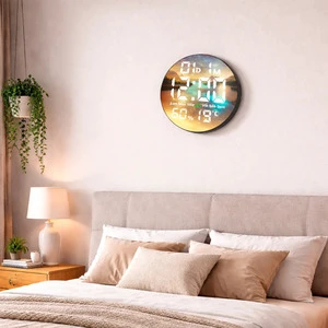 Smart Digital Touch-Control LED Wall Lamp with Dimmable Multicolored Shade for Living Room