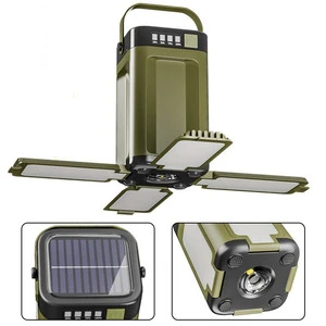Solar Powered Camping Lantern Extendable 4 Leaf Sunlight Charging 2000mAh Night Outdoor Collapsible Camping Lantern