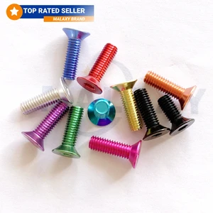MALAXY M3 M4 M5 M6 Anodized Hex Socket Flat Head Aluminum Bolt Allen Countersunk Head Rc Screw Tornillo De Aluminio Anodizado