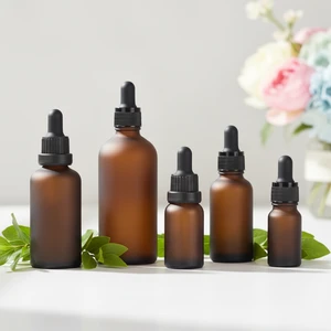 30ml Amber Essential Oil Bottle Dropper Frosted Glass Bottle 60ml Cosmetic Bottle With Dropper 1OZ 2OZ Goods in Stock