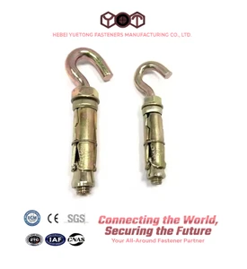 Factory Fasteners Zinc Plated Carbon Steel L-Hook Bolt Sleeve Anchor M8 M10 M12 M14 M16 Anchor Eye Bolt