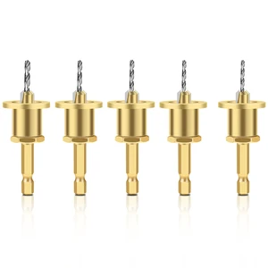Adjustable Hex Shank Countersink Drill Bit Set Alloy Step Drill for Taper Holes, Screws, and Wood Installation