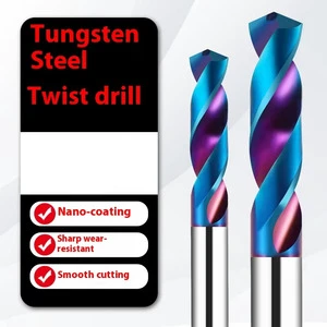 Super Hard 65 Degree Tungsten Steel Drill Bit Imported Coated Nano Blue Straight Handle Solid Carbide Twist Drill Plastic Case