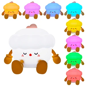 Rechargeable Decorative USB-C Charging Lamp Creative Sleeping LED Nightlight Cute Cake Silicone Kids Baby Night Light for Gifts