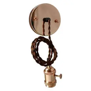 Vintage E27 pendant lamp with copper finish switch, ideal for interior decoration and creating cozy environments.