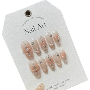 Short Press on Nail Wholesale Acrylic Luxury False Nails French Tip Powder Blusher Cat Eye Artificial Fingernails