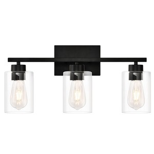 Interior Wall Sconce Lighting Fixtures 3-Light Modern Clear Glass Shade Bath Wall Mounted Vanity Lights for Bathroom