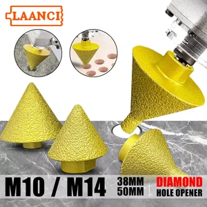 LAANCI M10/M14 Thread Diamond Beveling Chamfer Bit 38/50mm Cone Punching Expanding Drill Bit Grinding Wheel Carve Polishing