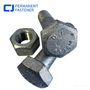 ASTM A325M High-Strength Alloy Steel Large Hexagon Head Bolts Hot-Dip Galvanized (HDG) Semi-Thread Nut Washer M24 Tools Hardware