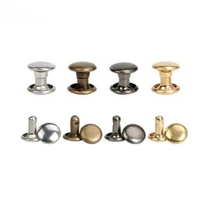 Custom Metal Brass Leather Hollow Rivets Press Stud Head Double Cap Garment Rivet For Leather