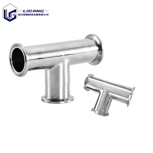 Sanitary Grade Polished Tri Clamp Stainless Steel Tee Forged 304 316L Polishing Pipe Connection Weld Long Type Tee Pipe Fittings