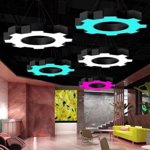 Modern Minimalist Round Gear Pendant Light Commercial LED Lighting Circular Chandeliers Ring Hanging For Home Or Office