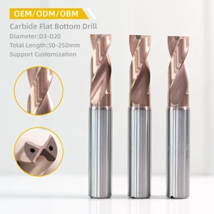 Premium ZHUOLI Tungsten Carbide Twist Drill Bit Flat Bottom 2 Flute Coating Internal Cooling High-efficiency High Hardness