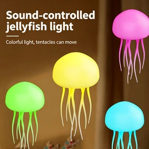Automatic Dancing Jellyfish Lamp LED Night Light Sound-controlled Jellyfish Lamp Home Living Room Use Battery Operated