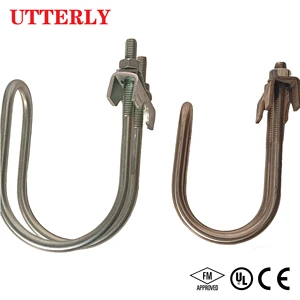 Pipe Clamp, U Quick Lateral Bracing Clamp, Heavy Duty Carbon Steel, Galvamiozed, UL FM CE Certified for Fire Pipeline Support