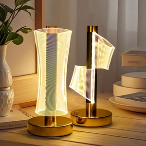 Modern Rechargeable LED Crystal Table Lamp with Touch Control - Night Light Projector Romantic Colors DC/AC for Bedroom Reading