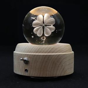 LED Table Light Music Box Wood Wireless LED Lamp Creative Crystal Table Lamps 3D Night Light Lights Lamp Room Music Decoration