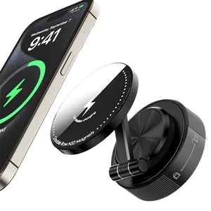 Foldable Flexible 15W Wireless Charger Slim Car Suction Cup Phone Holder for 16 15 Strong Magnets Stand