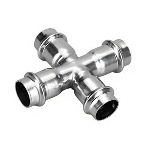 SS304 SS316L DN80 Stainless Steel Press Cross Fitting Water Gas Four Way Pipe Connector