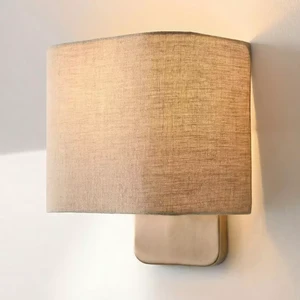 Mid-Century Modern Linen Wall Sconce Light Square Wall Mount Lamp, Damp-Rated Fabric Sconce For Hallway, Bedroom, Living Room