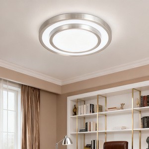 Indoor Double Layers Silver Color Round Remote Control Led Ceiling Lights Modern Home LED Ceiling Lamp