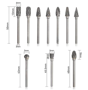 Tool Rotary Electric Burr Die Drills Grinder Blank Bit Set Files Sliver Tungsten Carbide (8pcs) 90 Degrees SIC