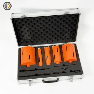 Dry Diamond Core Drill Bit Kit for Block Brick Concrete with Hex SDS Adapters and Case