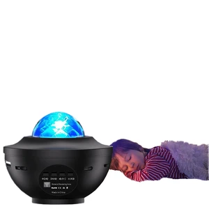 5V USB Plug-in Modern LED Music Speaker Starry Ocean Wave Night Light with Remote Control for Babies & Kids PC Material