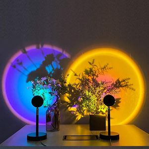 TAIKOO USB Rechargeable Table Lamp Rainbow & Sunset Projector Background Ambient Sunset Light