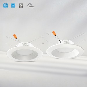6 Inch Baffle Smooth Trim Retrofit Can Light Dimmable 5CCT Retrofit E26 LED Recessed Downlight With ETL & Energy Star Certified